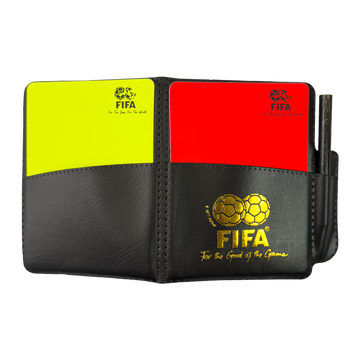 Cartões para árbitro de futebol - caderneta, marcadores de papel e par de cartões (vermelho e amarelo) Velden