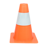 Cone de sinalização de plástico 15cm de altura laranja com faixa branca refletiva Pista e Campo