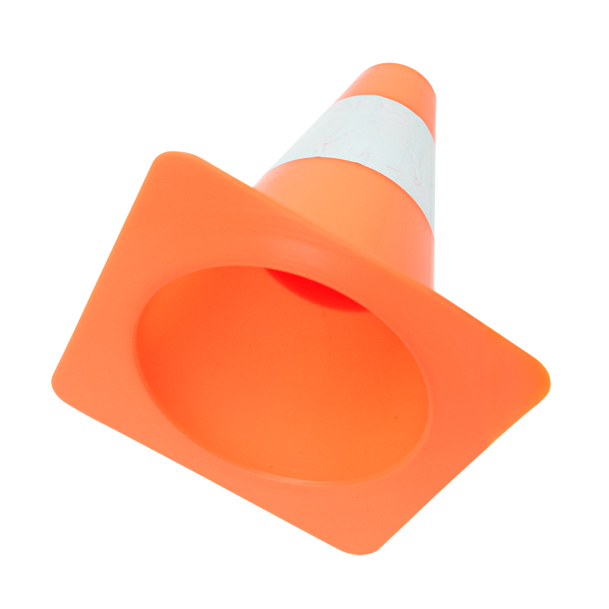 Cone de sinalização de plástico 15cm de altura laranja com faixa branca refletiva Pista e Campo