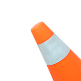 Cone de sinalização de plástico 15cm de altura laranja com faixa branca refletiva Pista e Campo