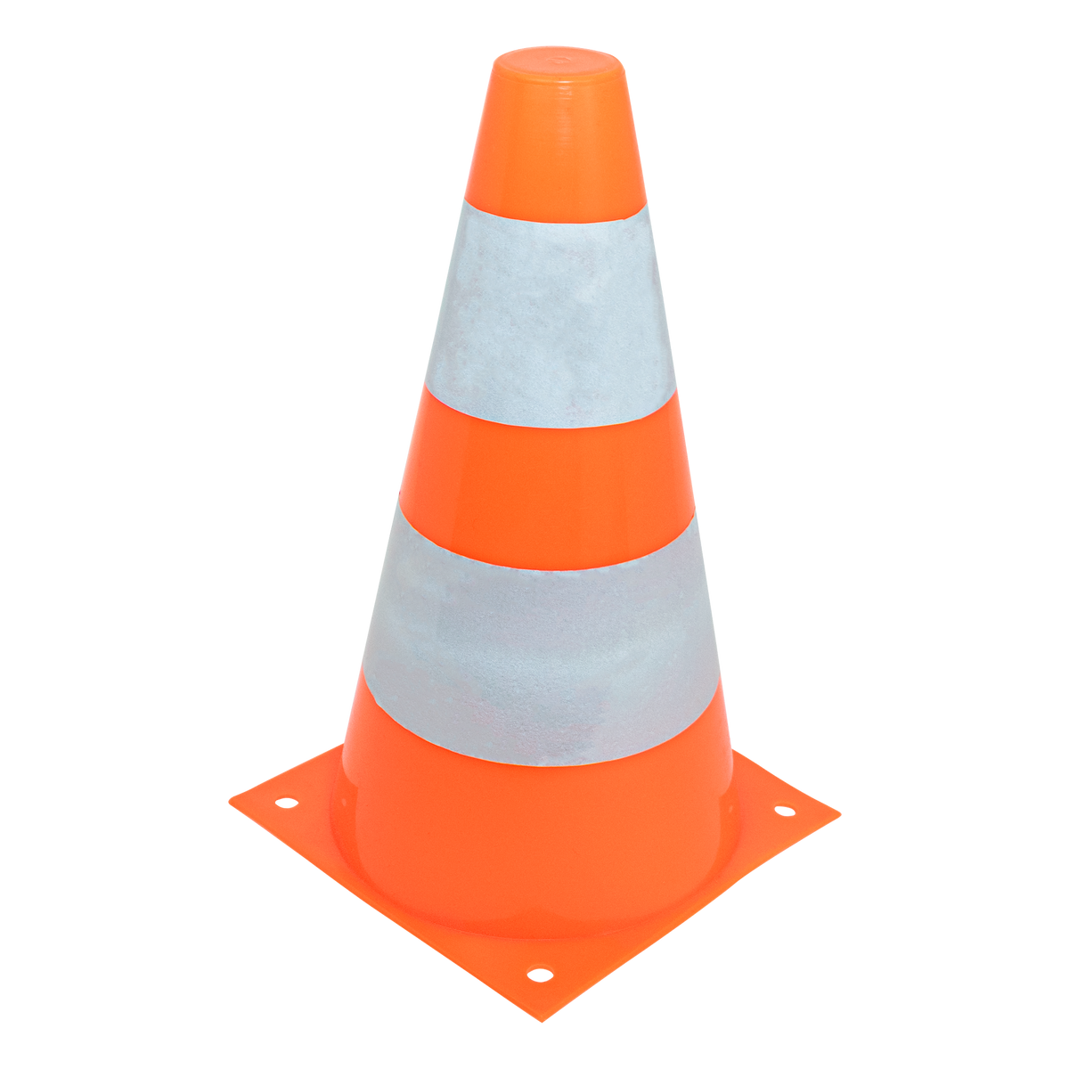 Cone de sinalização de plástico 23cm de altura laranja com faixas brancas refletivas Pista e Campo
