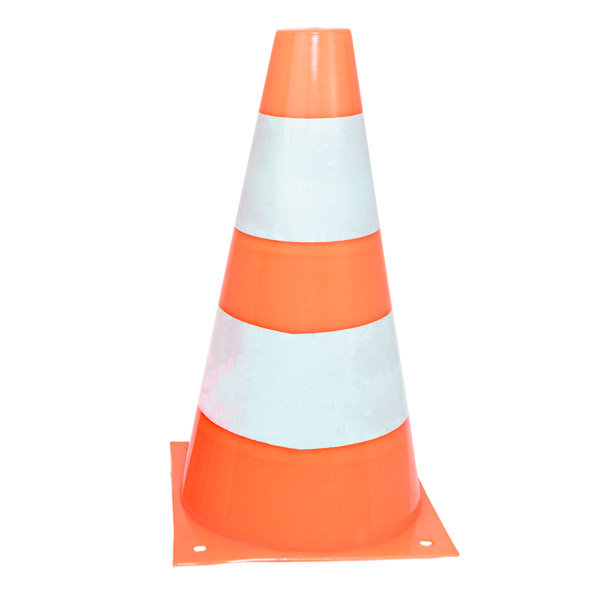 Cone de sinalização de plástico 23cm de altura laranja com faixas brancas refletivas Pista e Campo