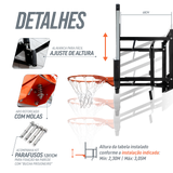 Tabela de basquete adulto de parede modelo Fly ajustável Pista e Campo