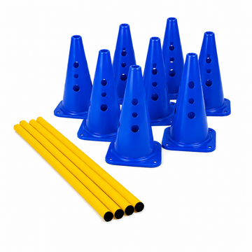 Kit 8 Cones 23cm e 4 Hastes 1m para Treino de Agilidade Velden