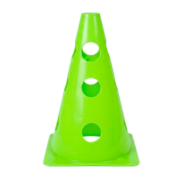 Cone de sinalização 23cm de PVC fluorescente com furos para hastes Pista e Campo
