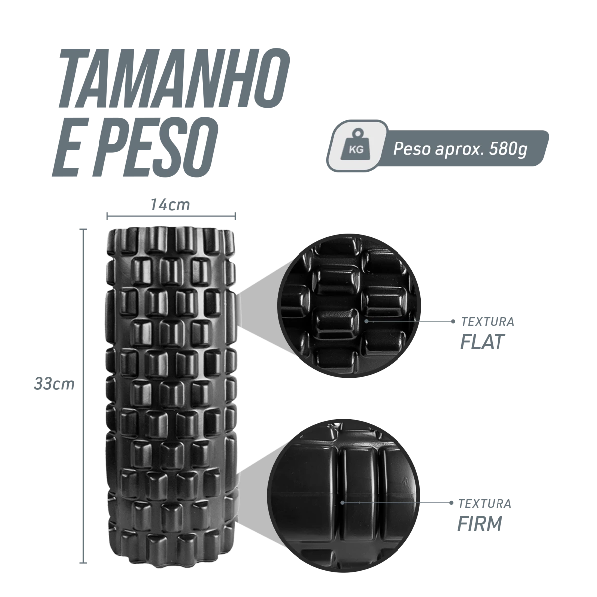 Rolo de Massagem e Liberação Miofascial Foam Roller Envolst - Preto