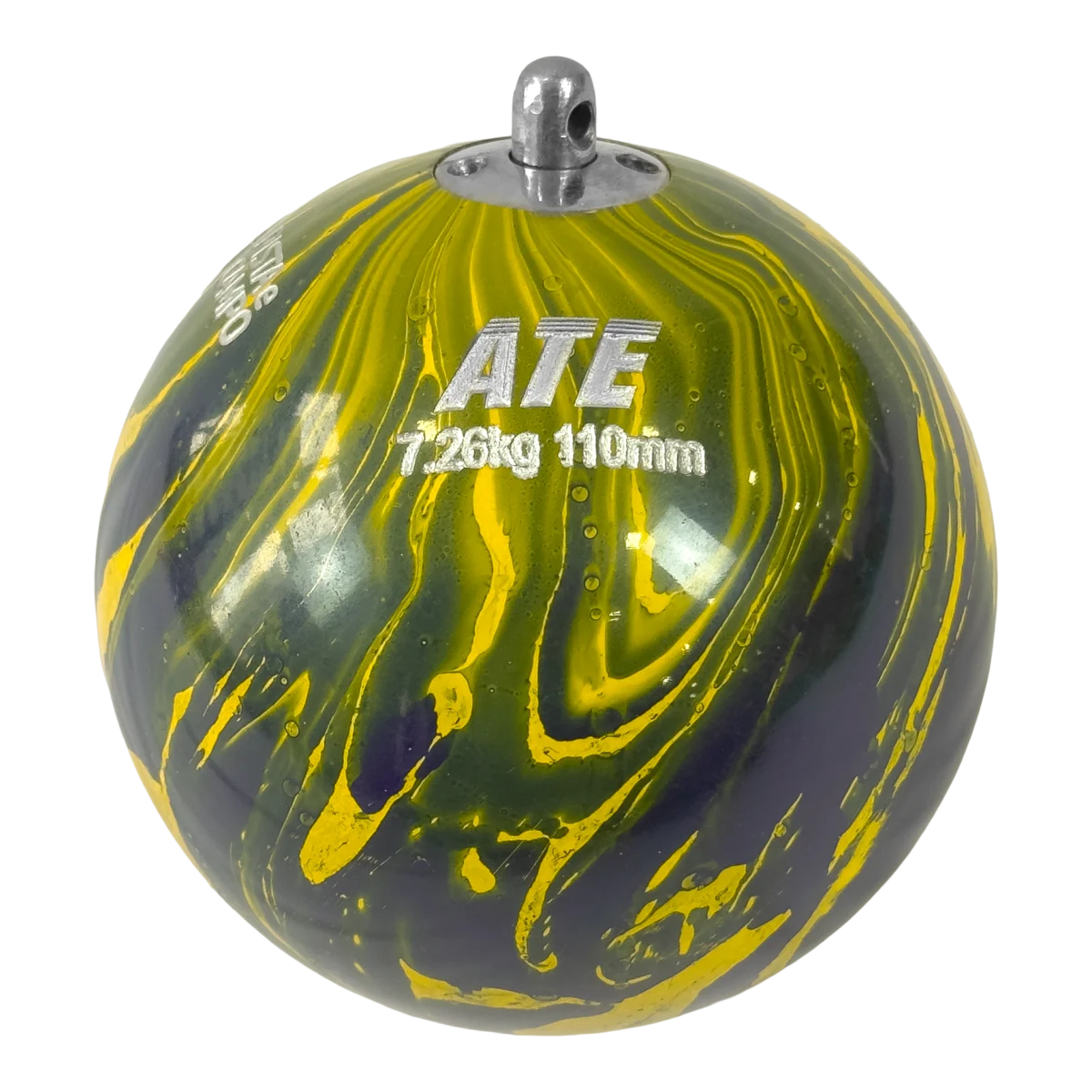 Martelo de atletismo de aço 7,26Kg 110mm ATE Pintura Especial Brasil WA-IAAF - com cabo e empunhadura