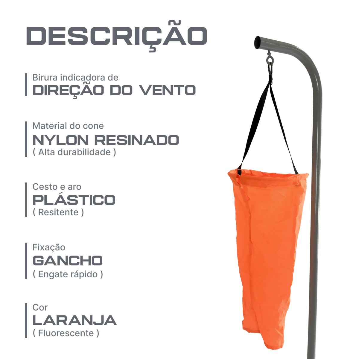 Biruta indicadora da direção do vento para eventos esportivos Pista e Campo