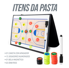 Prancheta tática magnética com caneta para treinamento de basquete Pista e Campo - Modelo pasta preta