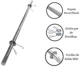 Barra para anilhas de aço maciço cromado 2m20 Pista e Campo