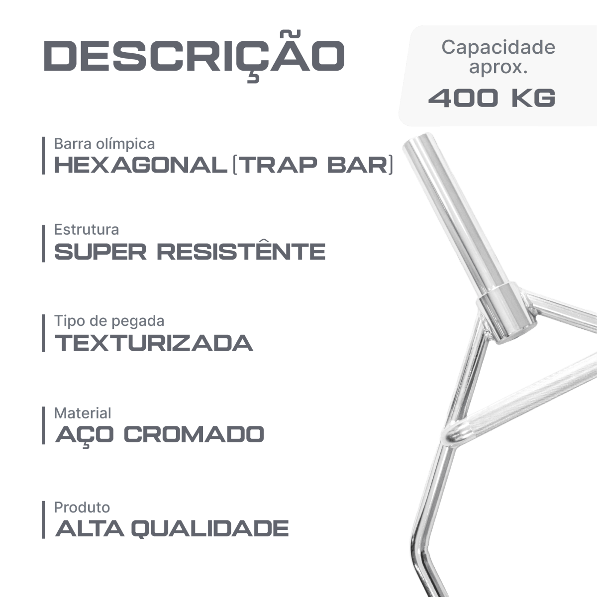 Barra Hexagonal Trap Bar Olimpica Cromada Envolst