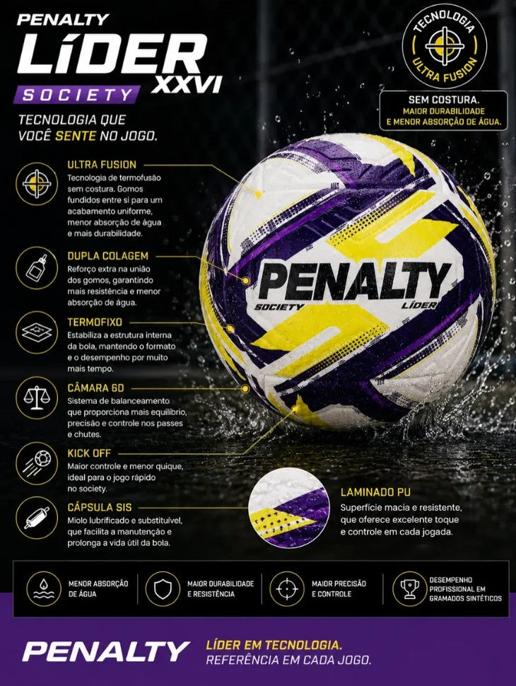 Bola de futebol society Penalty Líder