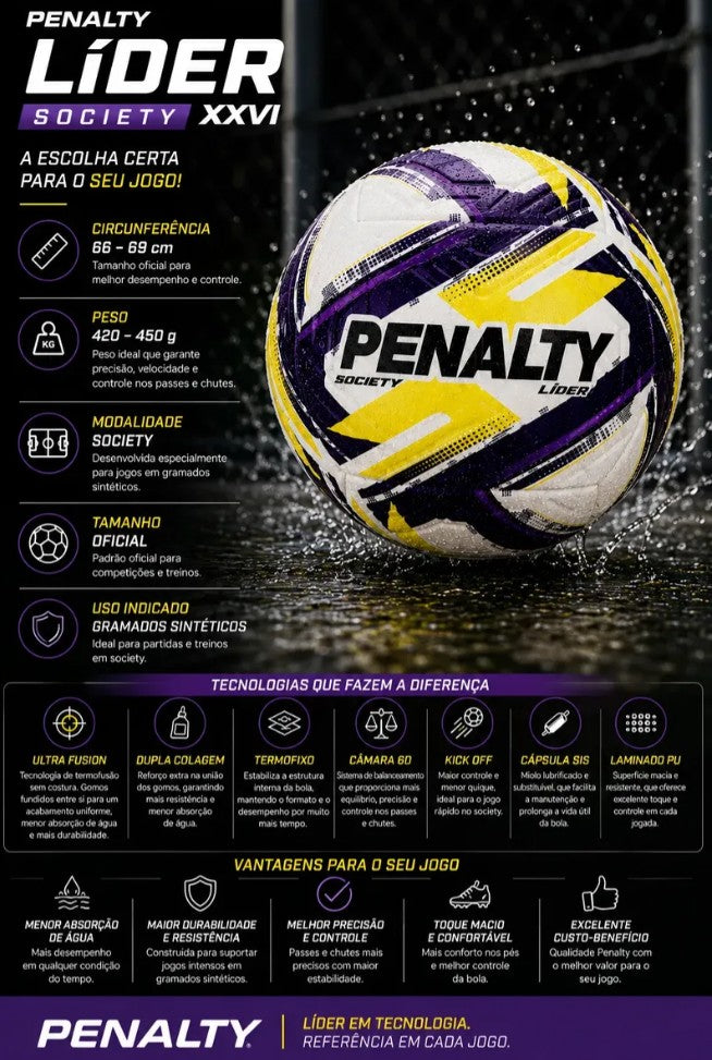 Bola de futebol society Penalty Líder