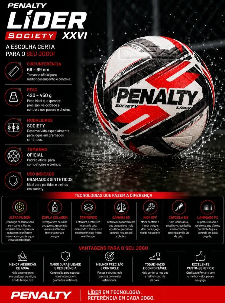 Bola de futebol society Penalty Líder
