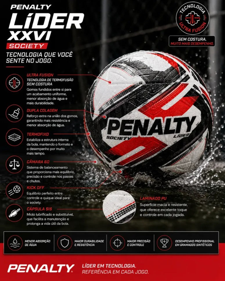 Bola de futebol society Penalty Líder