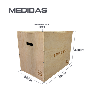 Caixa de Salto Plyo Box 3 em 1 Envolst 35x40x45cm