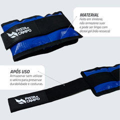 Tornozeleira caneleira em vinilona azul profissional 9kg Pista e Campo - par