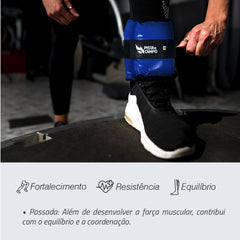 Tornozeleira caneleira em vinilona azul profissional 9kg Pista e Campo - par