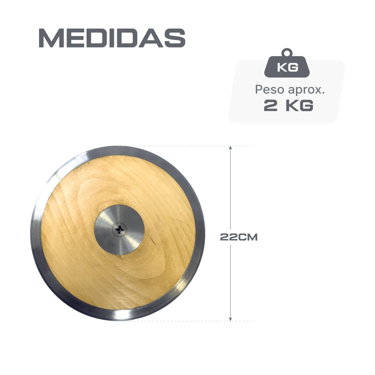 Disco de atletismo de aço e madeira 2,00kg Sportland - EX