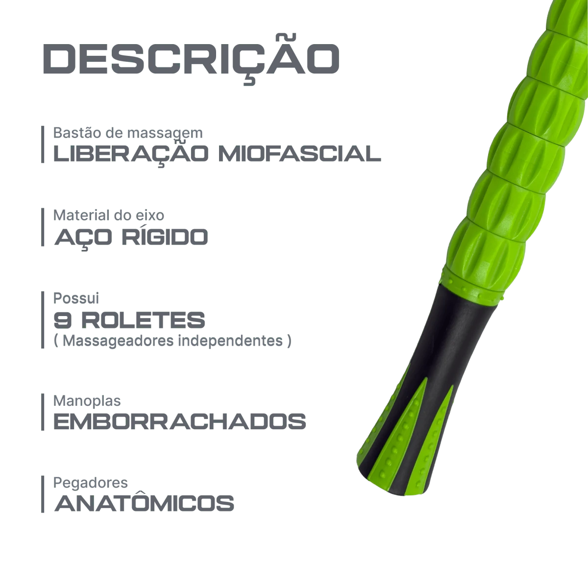 Bastão de massagem e liberação miofascial anatômico Pista e Campo - Preto