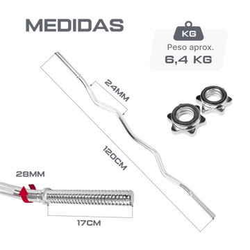 Barra Curvada W Roscada 1,20 m 28 mm com Presilhas Envolst
