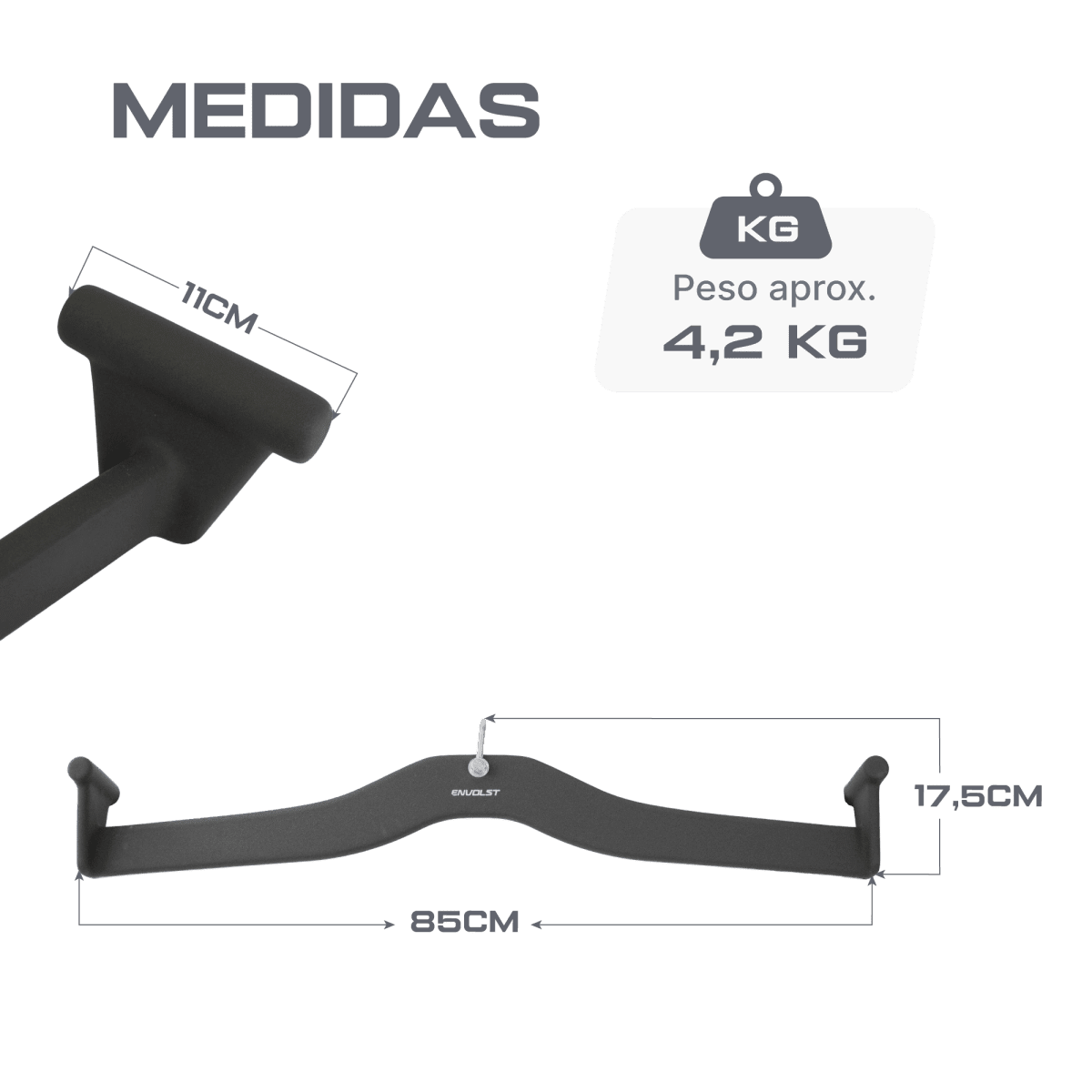 Kit Puxadores Anatômicos Revestido Musculação Envolst