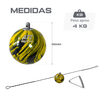 Martelo de Atletismo 4 kg 95mm WA com Cabo e Empunhadura ATE