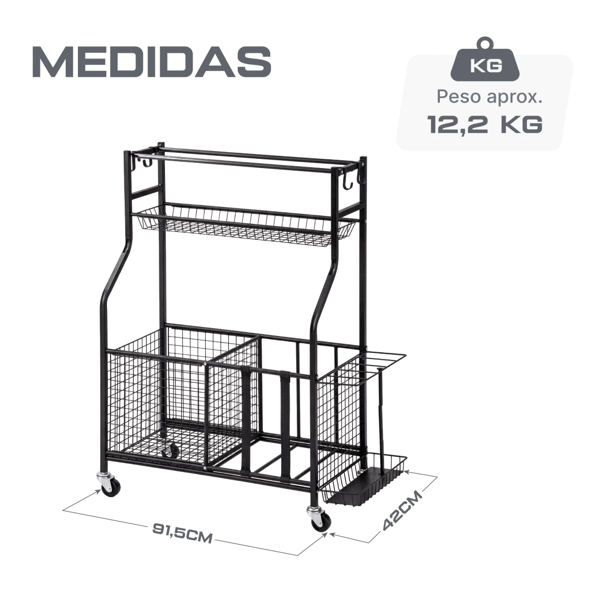 Carrinho de aço multiuso esportivo para transporte e armazenagem de materiais Velden