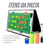 Prancheta tática magnética com caneta para treinamento de futebol society Pista e Campo - Modelo pasta preta