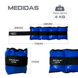 Tornozeleira caneleira em vinilona azul profissional 4kg Envolst - par