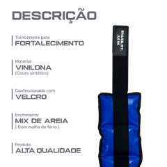Tornozeleira caneleira em vinilona azul profissional 2kg Envolst - par