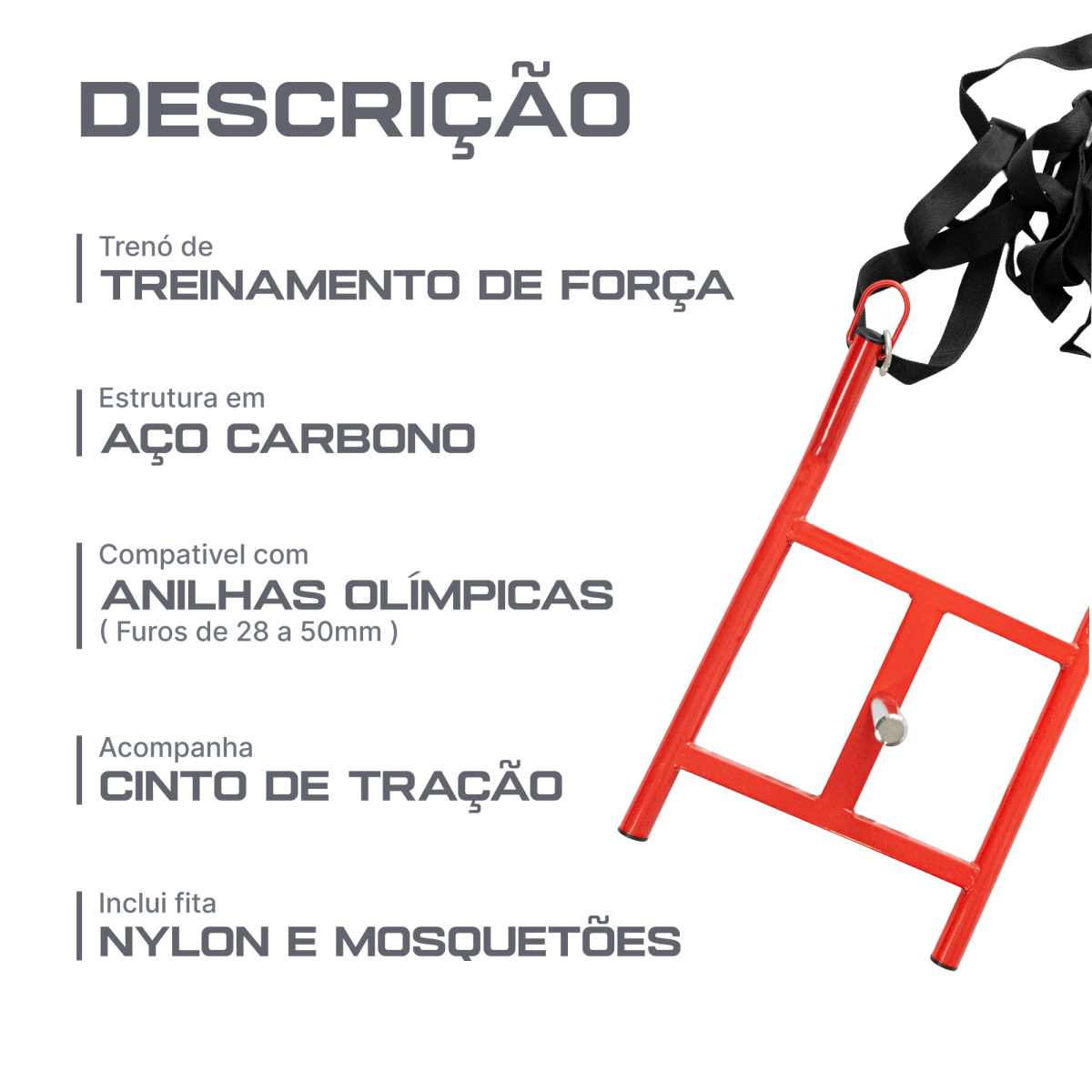 Trenó para treinamento de força reforçado (vazado) Pista e Campo