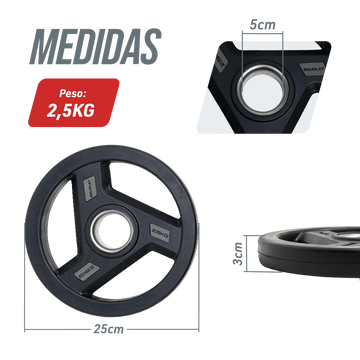 Anilha Emborrachada 2,5 kg para Barras e Halteres Envolst