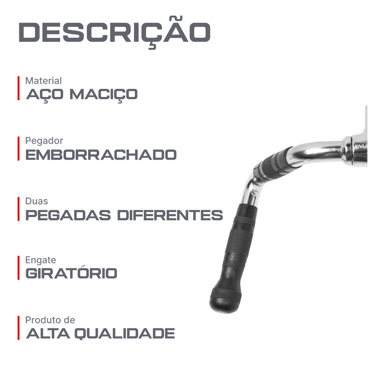 Puxador Triângulo Aberto Cromado Maciço com Giro Envolst