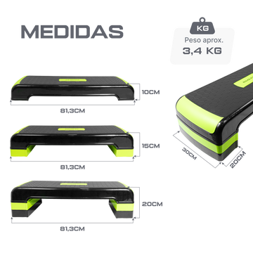 Step Aeróbico Fitness Ajustável 3 Alturas 10 15 20cm Envolst