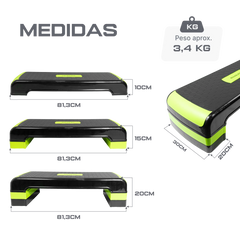 Step Aeróbico Fitness Ajustável 3 Alturas 10 15 20cm Envolst