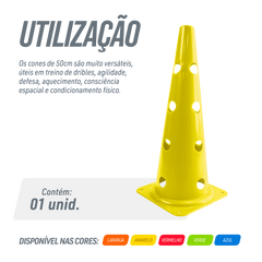 Cone plástico de agilidade furado 50cm Velden - Amarelo