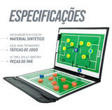 Prancheta tática magnética com caneta para treinamento de futebol society Pista e Campo - Modelo pasta preta