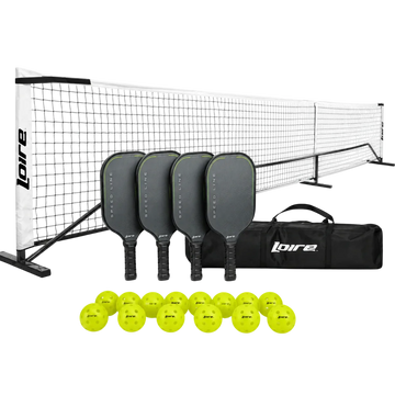 Kit Pickleball Loire Rede Portátil 6,7m + 4 Raquetes + 12 Bolas