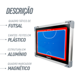 Quadro tático magnético de alumínio com acessórios 45x30 Pista e Campo - Futsal