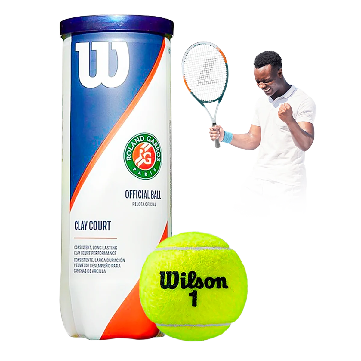 Bolinha/bola de tênis de campo Roland Garros Wilson - tubo com 3 und