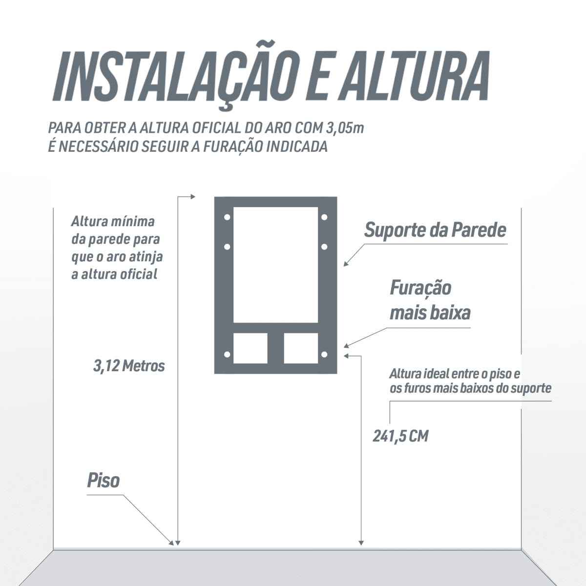Tabela de basquete adulto de parede modelo Fly ajustável Velden