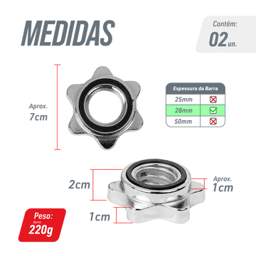 Par de Presilhas Rosca 28mm para Barra Musculação Envolst