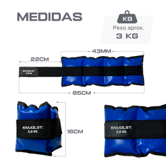 Tornozeleira caneleira em vinilona azul profissional 3kg Envolst - par