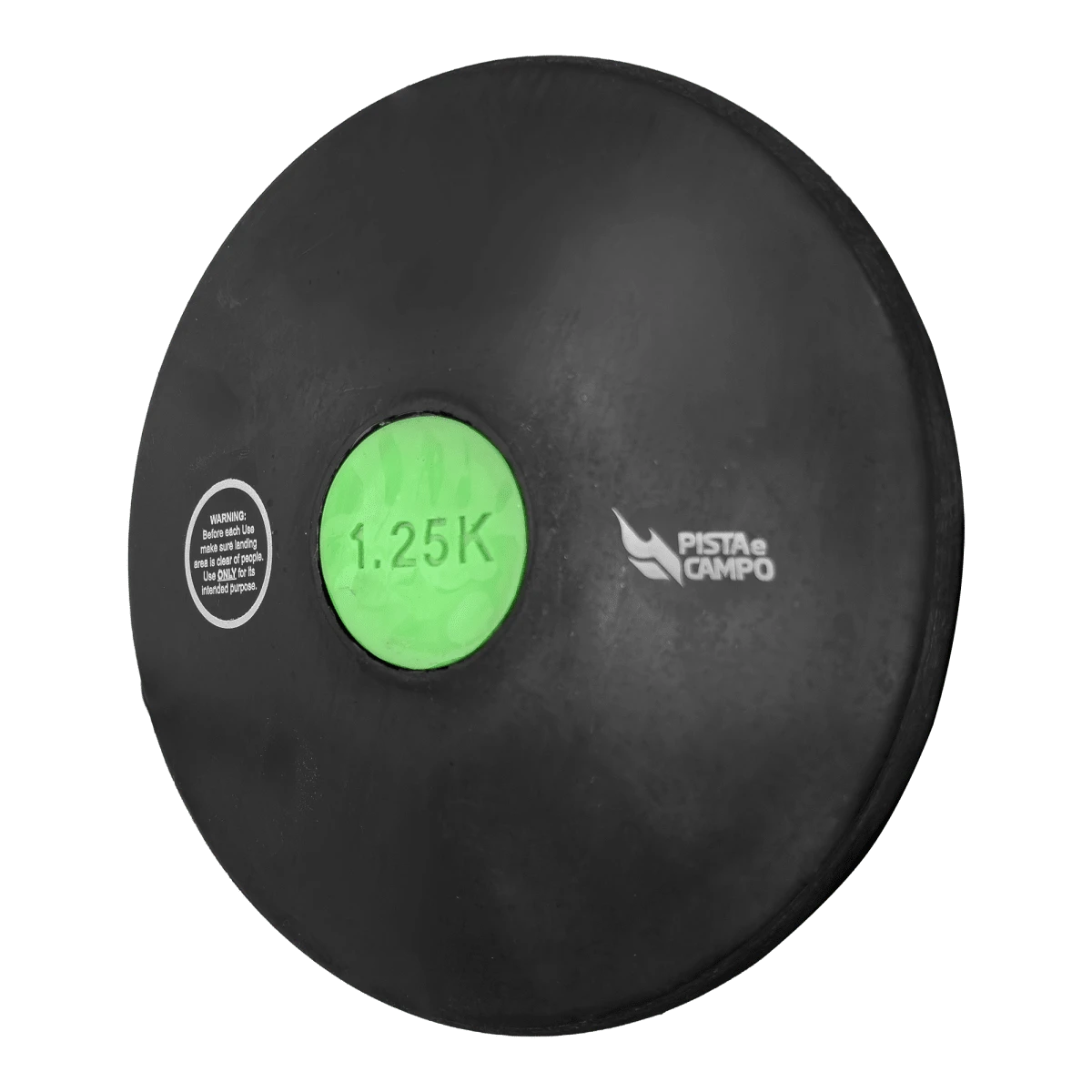 Disco de atletismo de borracha preto com centro colorido 1,25kg Pista e Campo