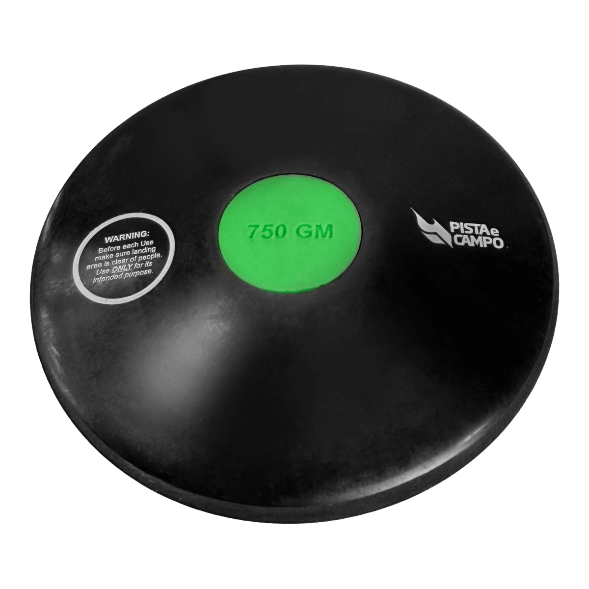 Disco de atletismo de borracha preto com centro colorido 0,75kg Pista e Campo