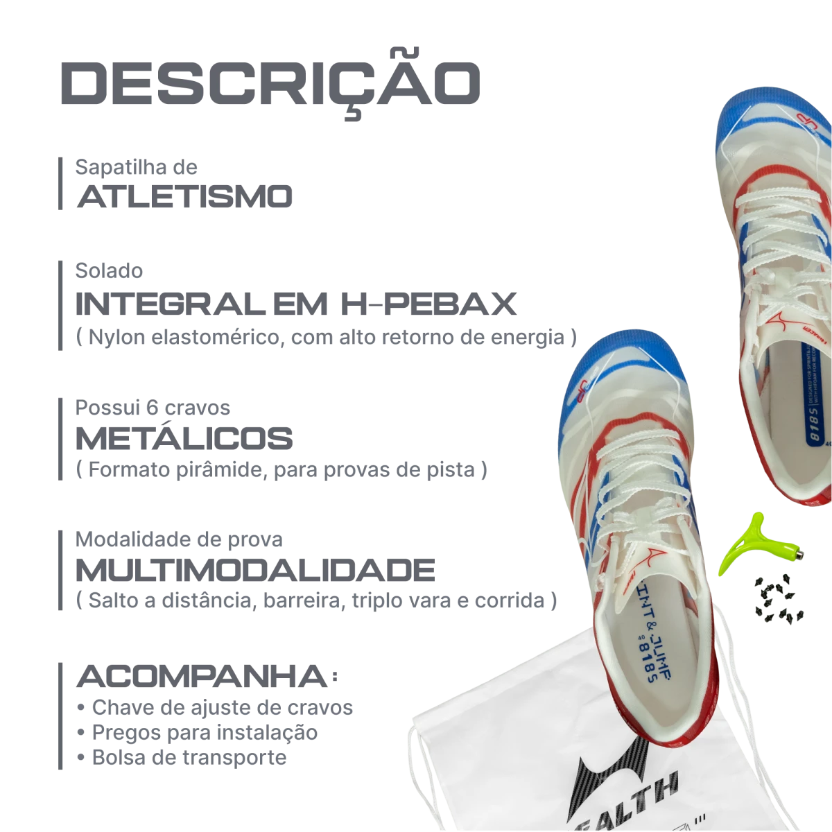 Sapatilha de atletismo multimodalidade premium Health