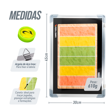 Quadro tático magnético de alumínio com acessórios 45x30 Pista e Campo - Esportes de Areia