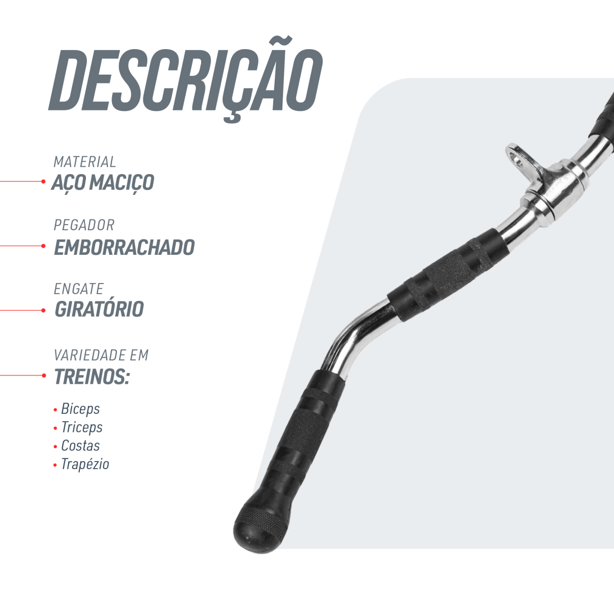 Puxador W 76cm Pulley Cromado Maciço com Giro Envolst