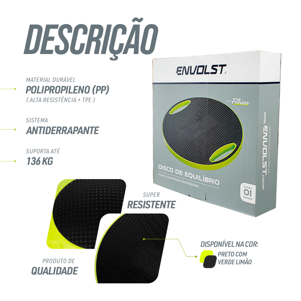 Disco de Equilíbrio Rígido com Pegada Profissional Envolst